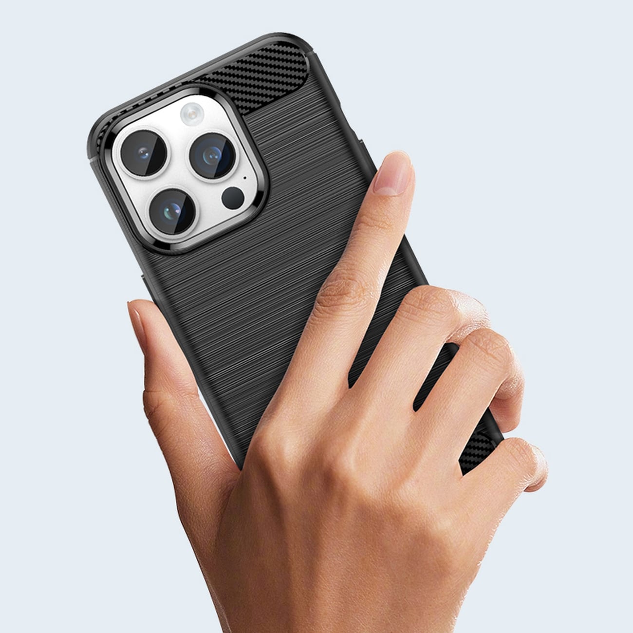 Carbon Case for iPhone 14 Pro Max fleksibelt gel bakdeksel blå