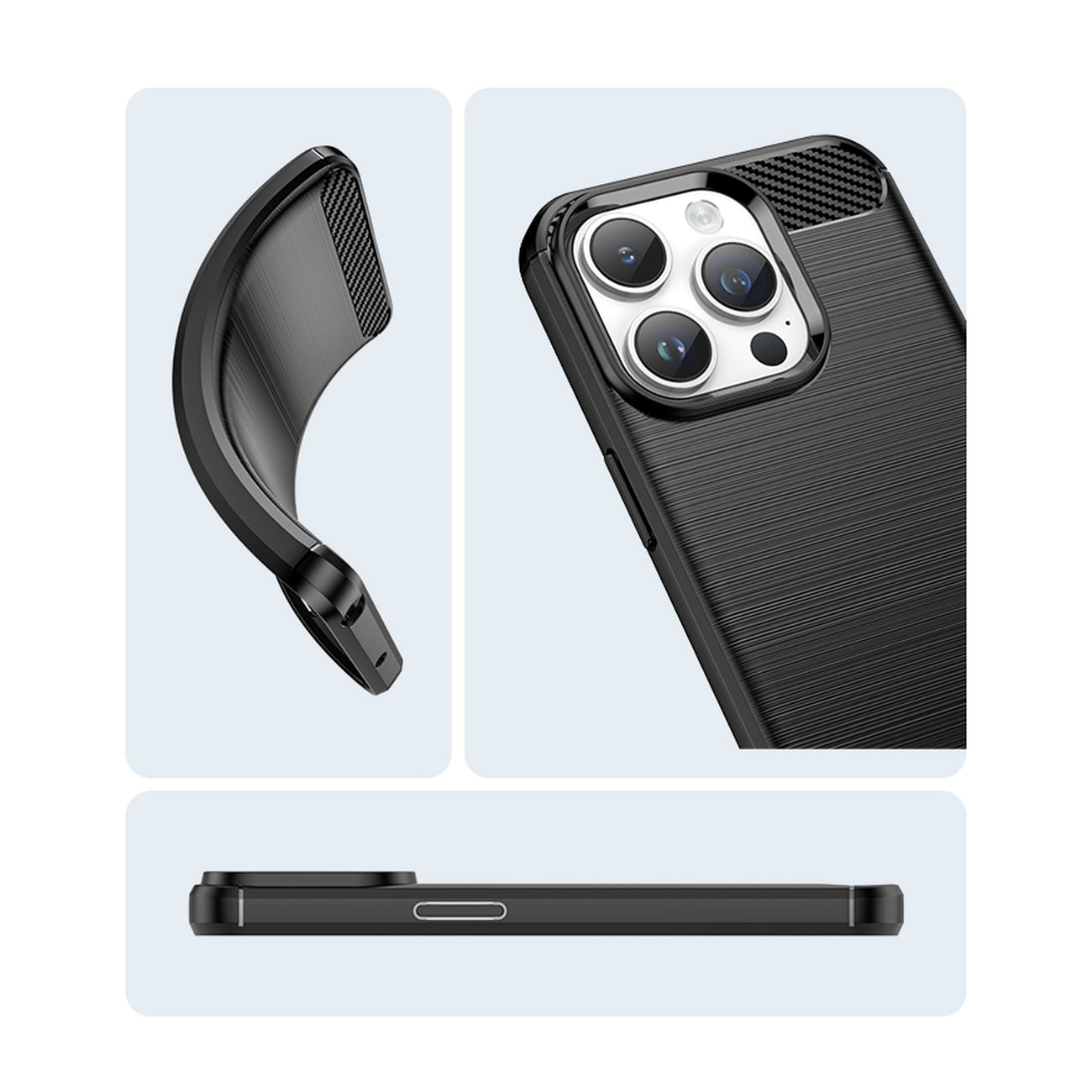 Carbon Case for iPhone 14 Pro Max fleksibelt gel bakdeksel blå