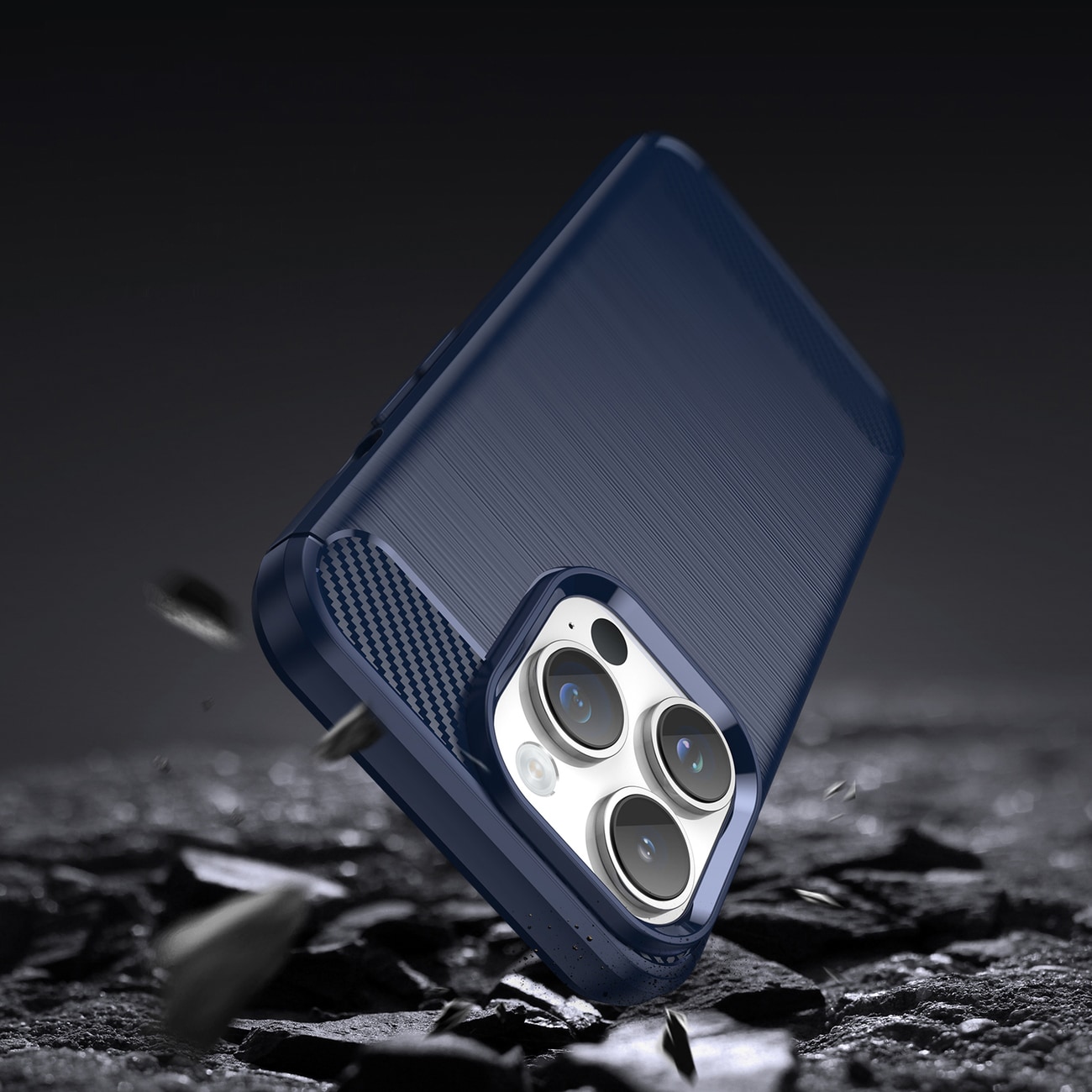 Carbon Case for iPhone 14 Pro Max fleksibelt gel bakdeksel blå
