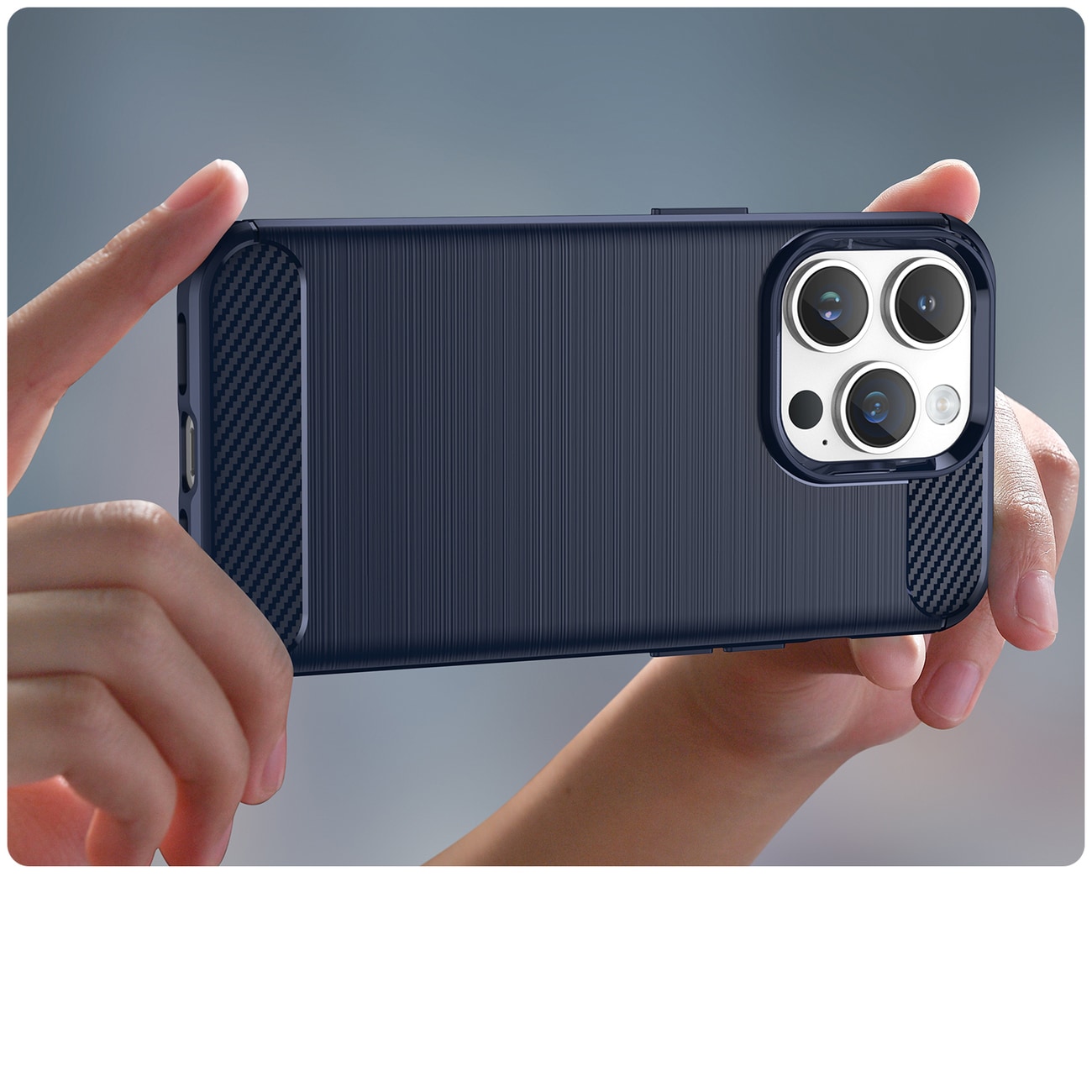 Carbon Case for iPhone 14 Pro Max fleksibelt gel bakdeksel blå