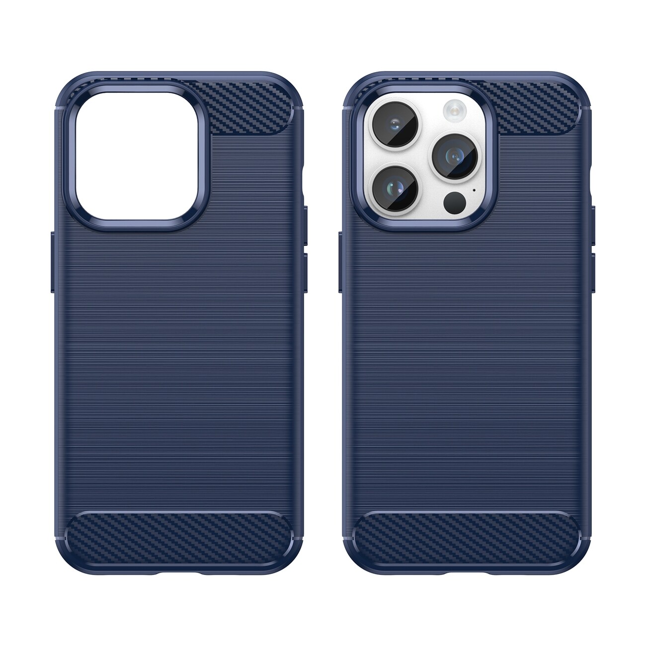 Carbon Case for iPhone 14 Pro Max fleksibelt gel bakdeksel blå