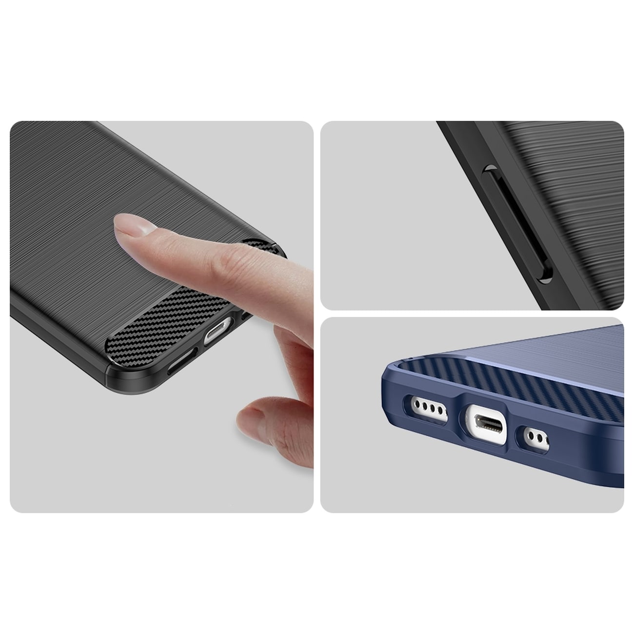 Carbon Case iPhone 14 etui med fleksibelt gel bakdeksel blå