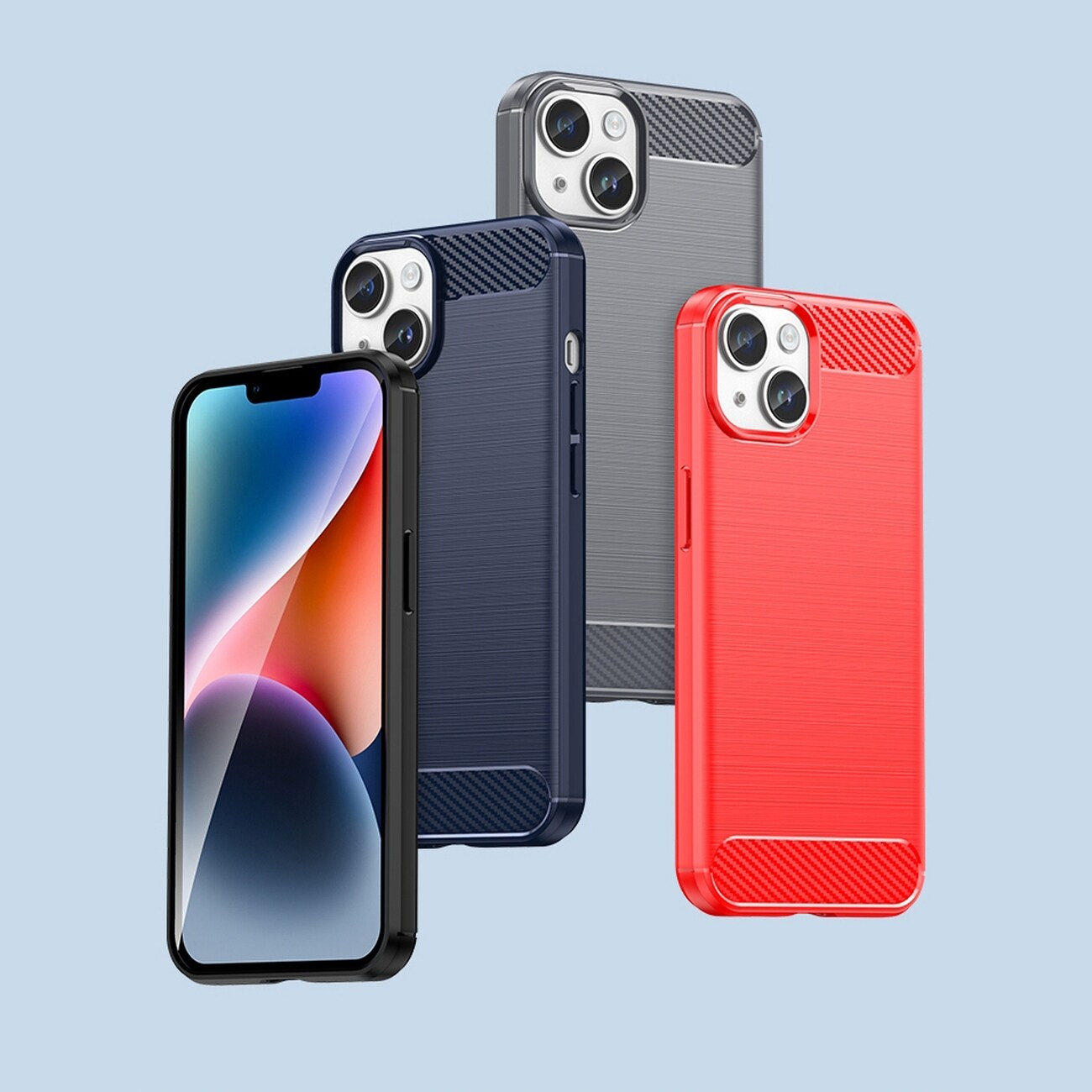 Carbon Case iPhone 14 etui med fleksibelt gel bakdeksel blå