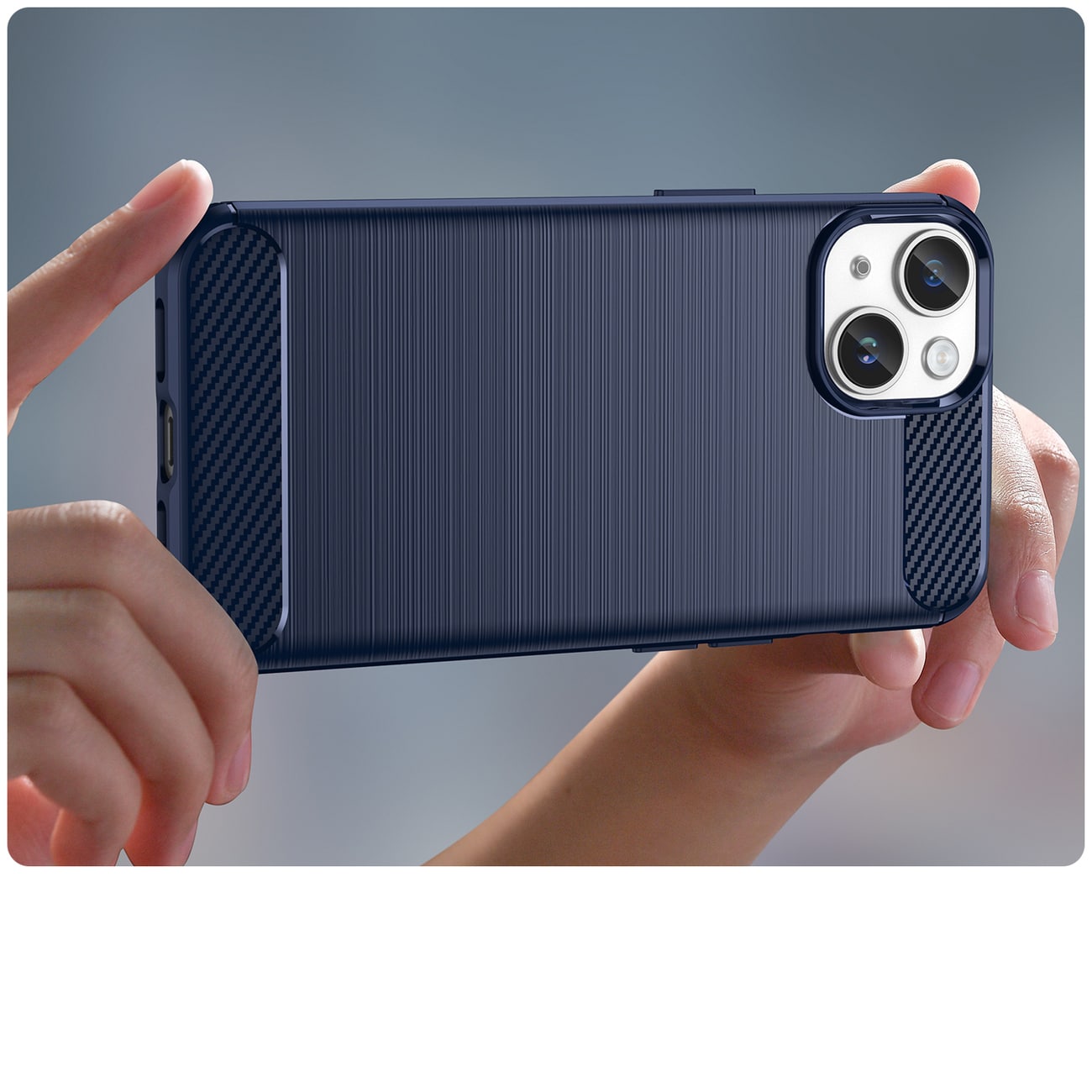 Carbon Case iPhone 14 etui med fleksibelt gel bakdeksel blå