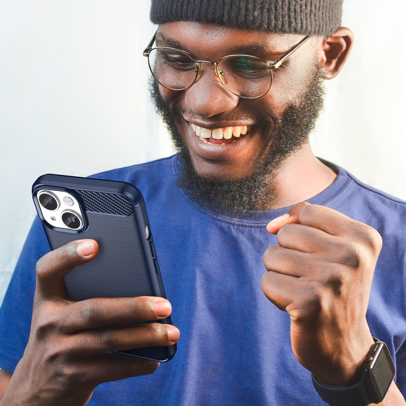Carbon Case iPhone 14 etui med fleksibelt gel bakdeksel blå
