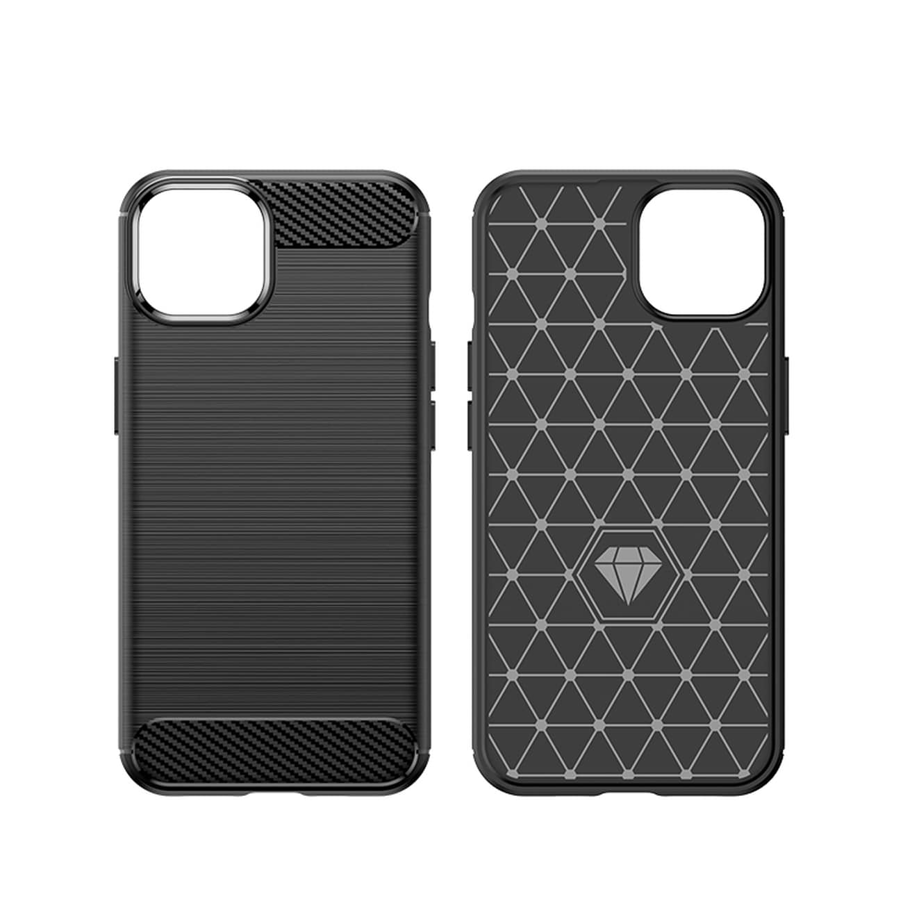 Carbon Case for iPhone 14 Plus fleksibelt gel bakdeksel svart