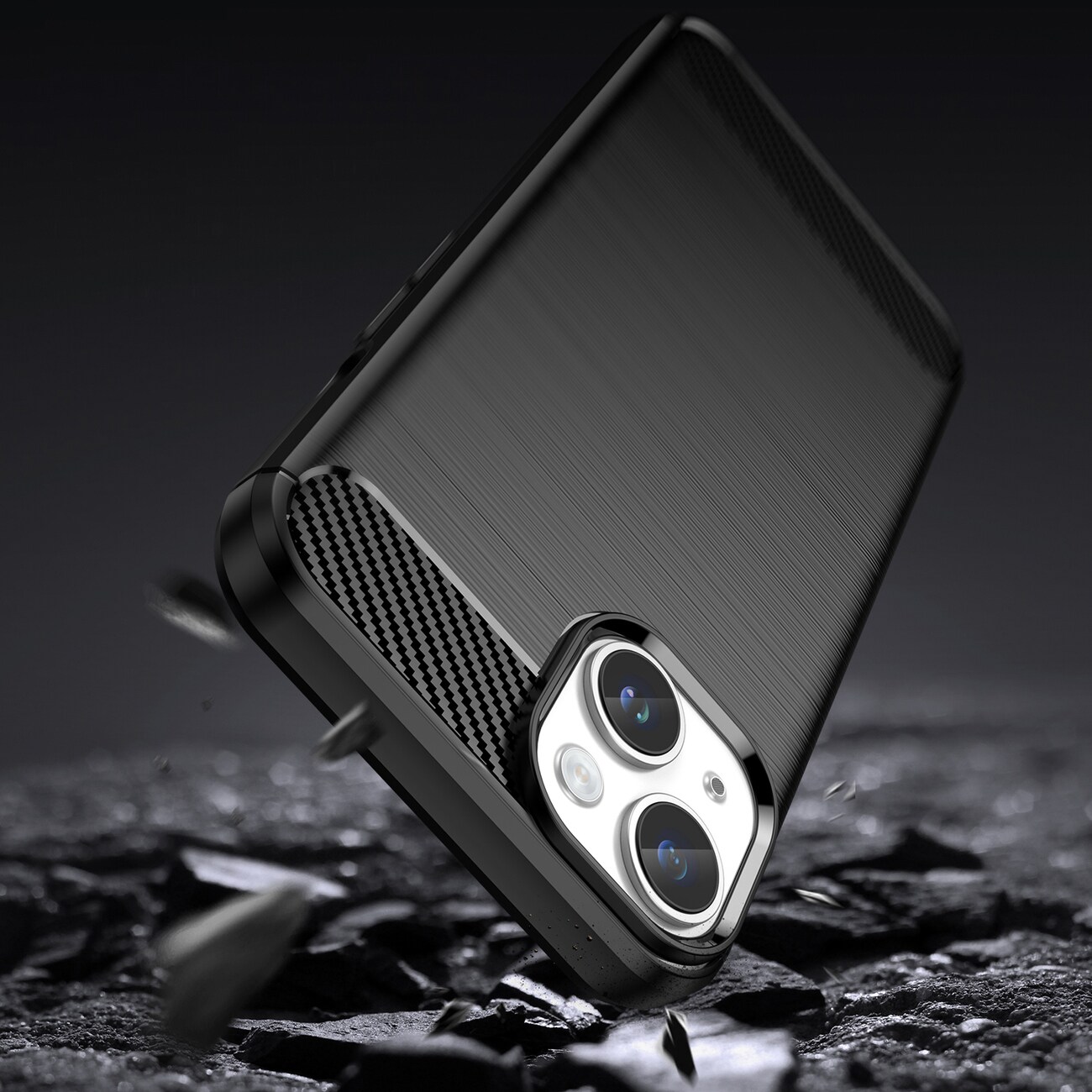Carbon Case for iPhone 14 Plus fleksibelt gel bakdeksel svart