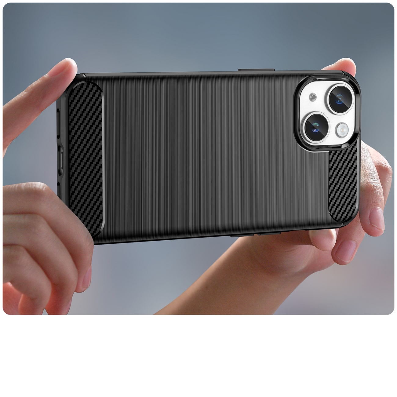 Carbon Case for iPhone 14 Plus fleksibelt gel bakdeksel svart