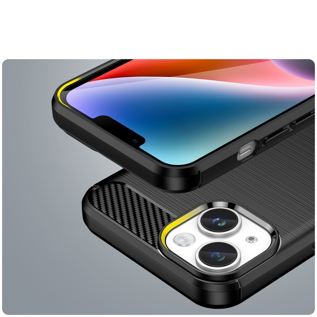 Carbon Case for iPhone 14 Plus fleksibelt gel bakdeksel svart