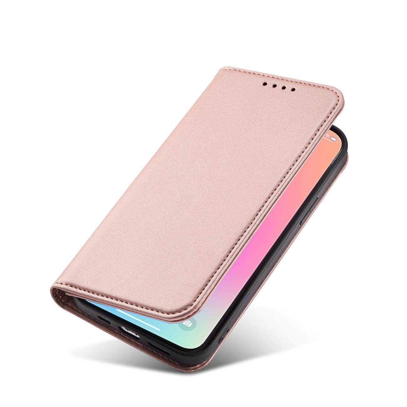 Magnet Kortveske for iPhone 14 Pro flip cover lommebok stativ rosa