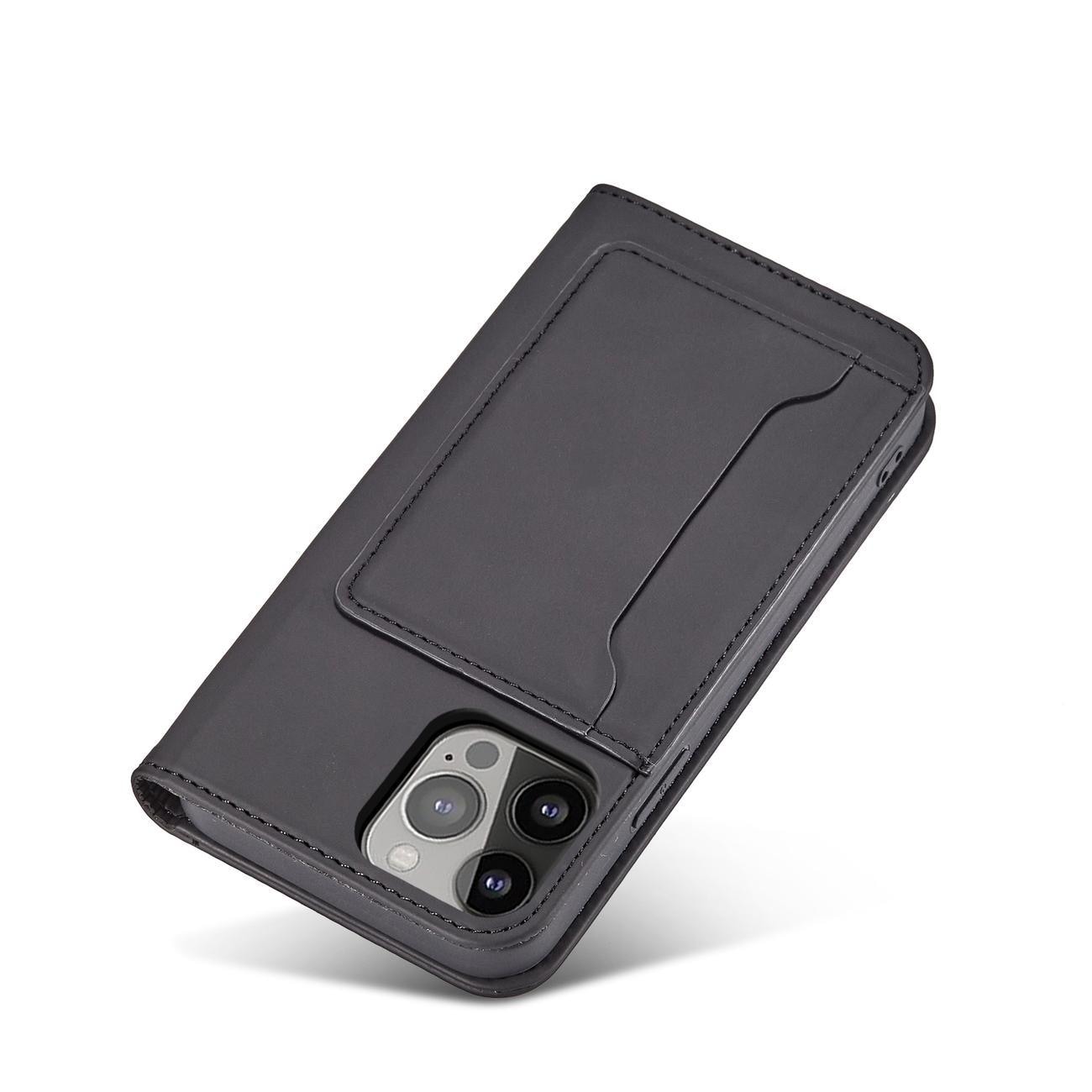 Magnet Kortveske for iPhone 14 Pro Max flip cover lommebokstativ svart