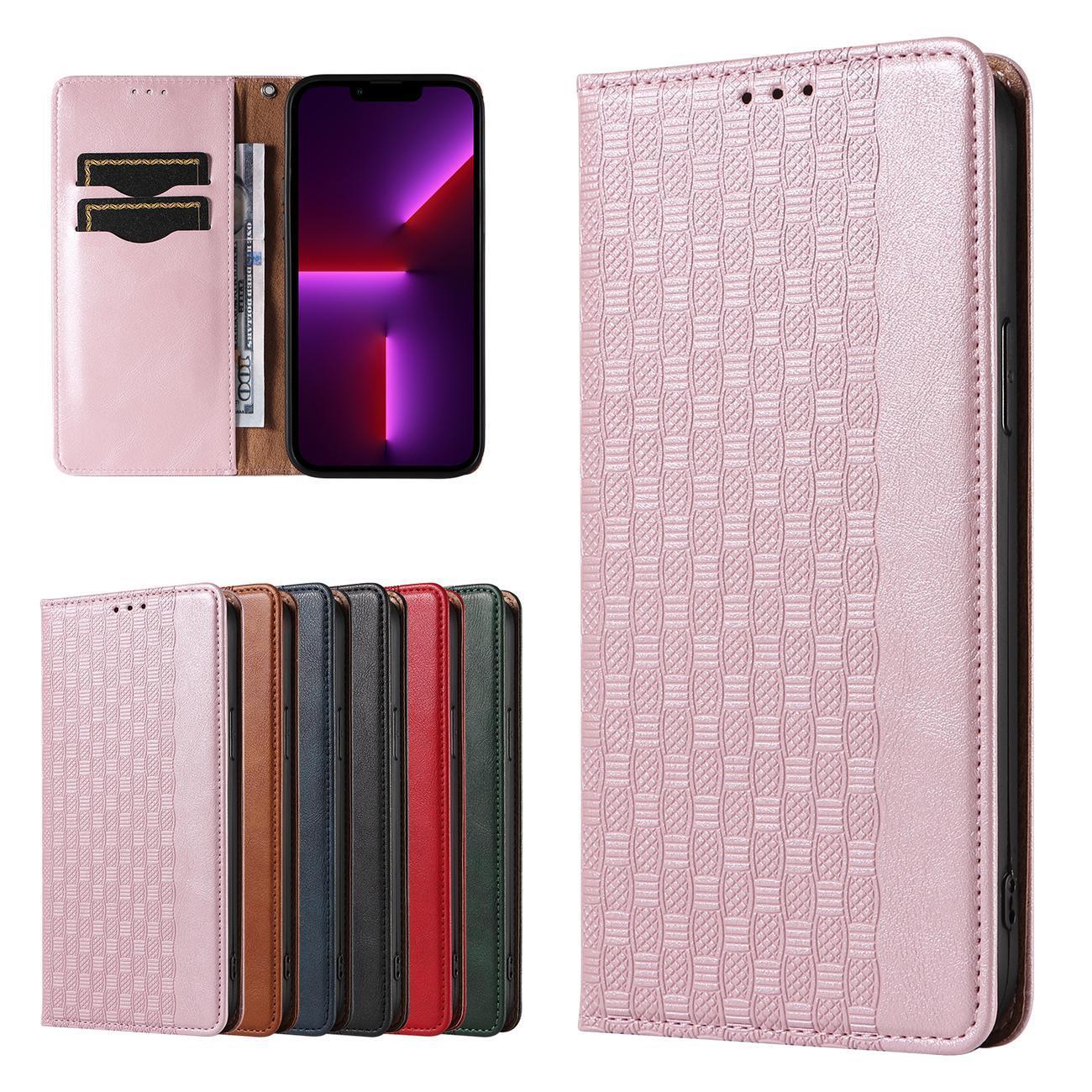 Magnet Strap Case Case For iPhone 14 Pro Max Flip Wallet Mini Lanyard Stand Pink