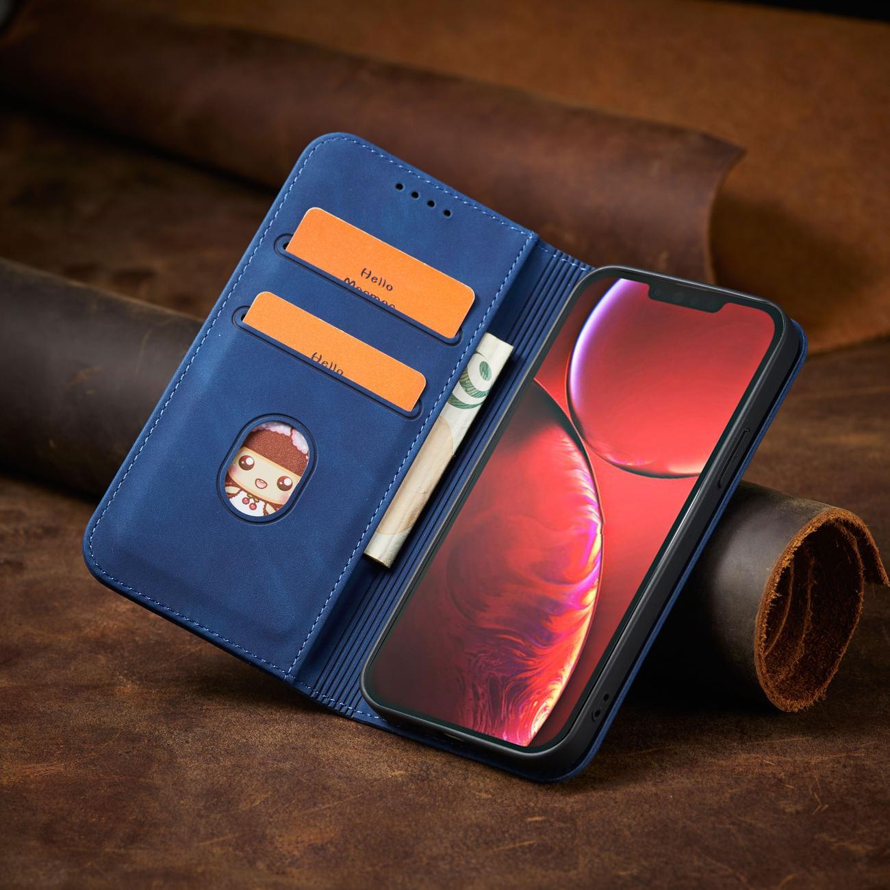 $ 0000062n Fancy Case-etui for $ 0000010n 14 Plus flip cover lommebokstativ blå