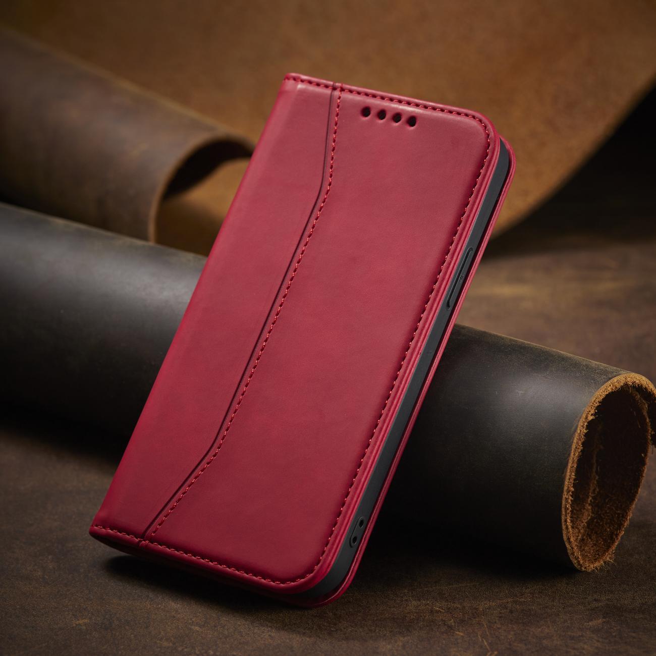 $ 0000062n Fancy Case-etui for $ 0000010n 14 Plus flip cover lommebokstativ rød