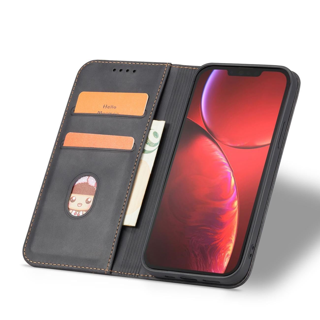 $ 0000062n Fancy Case-etui for $ 0000010n 14 Pro flip cover lommebokstativ svart
