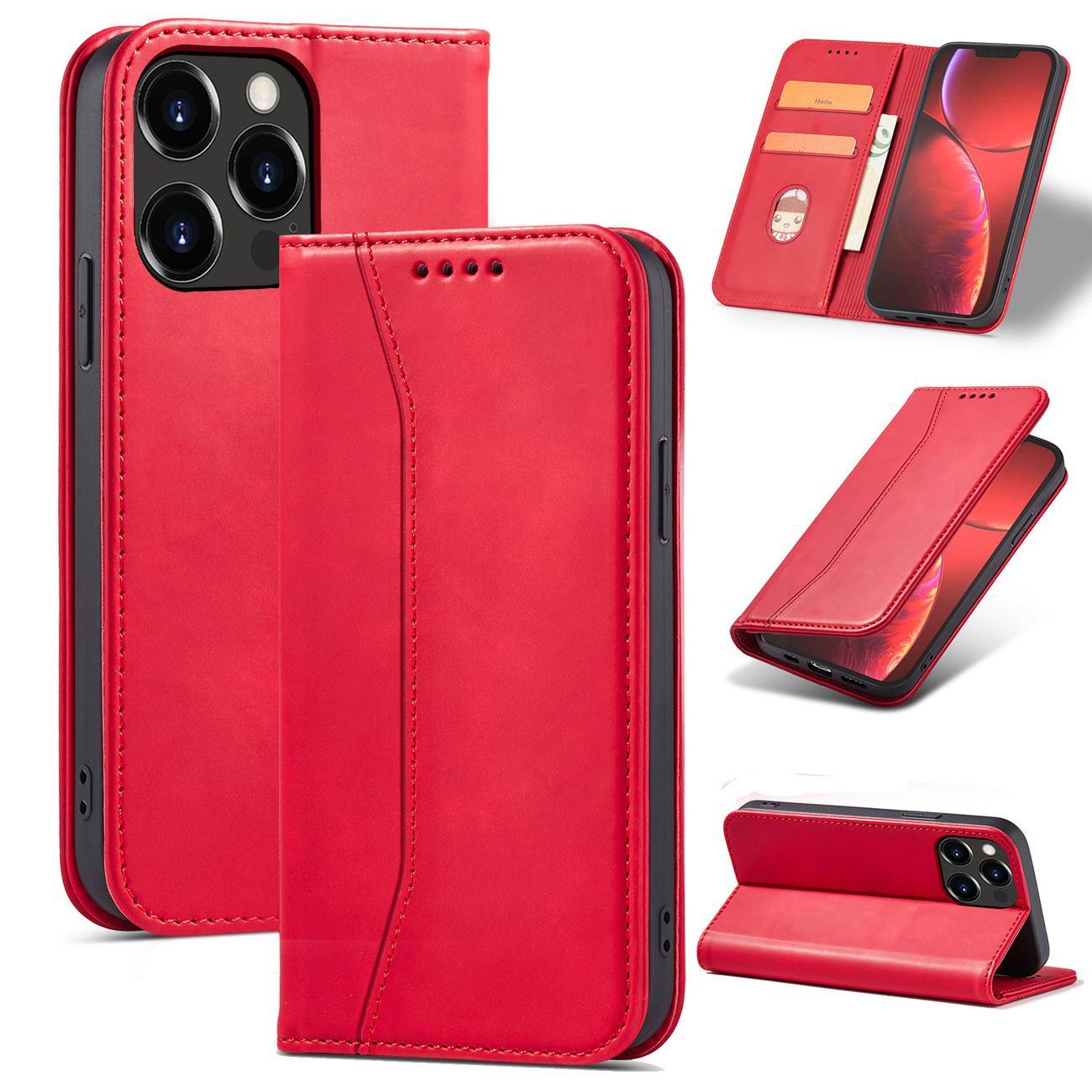 Magnet Fancy Case-etui for iPhone 14 Pro flip cover lommebokstativ rød