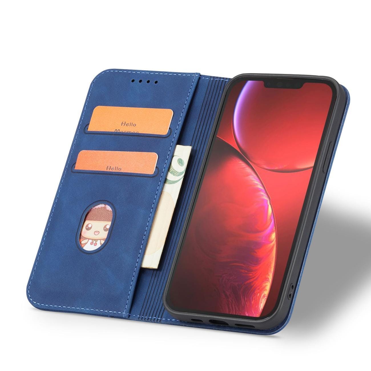 Magnet Fancy Case-etui for iPhone 14 Pro Max-deksel med flip lommebokstativ blå