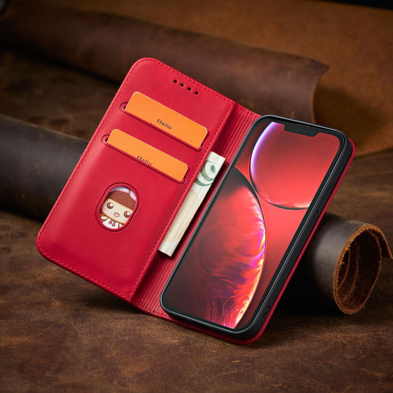 Magnet Fancy Case-etui for iPhone 14 Pro Max flip cover lommebokstativ rød