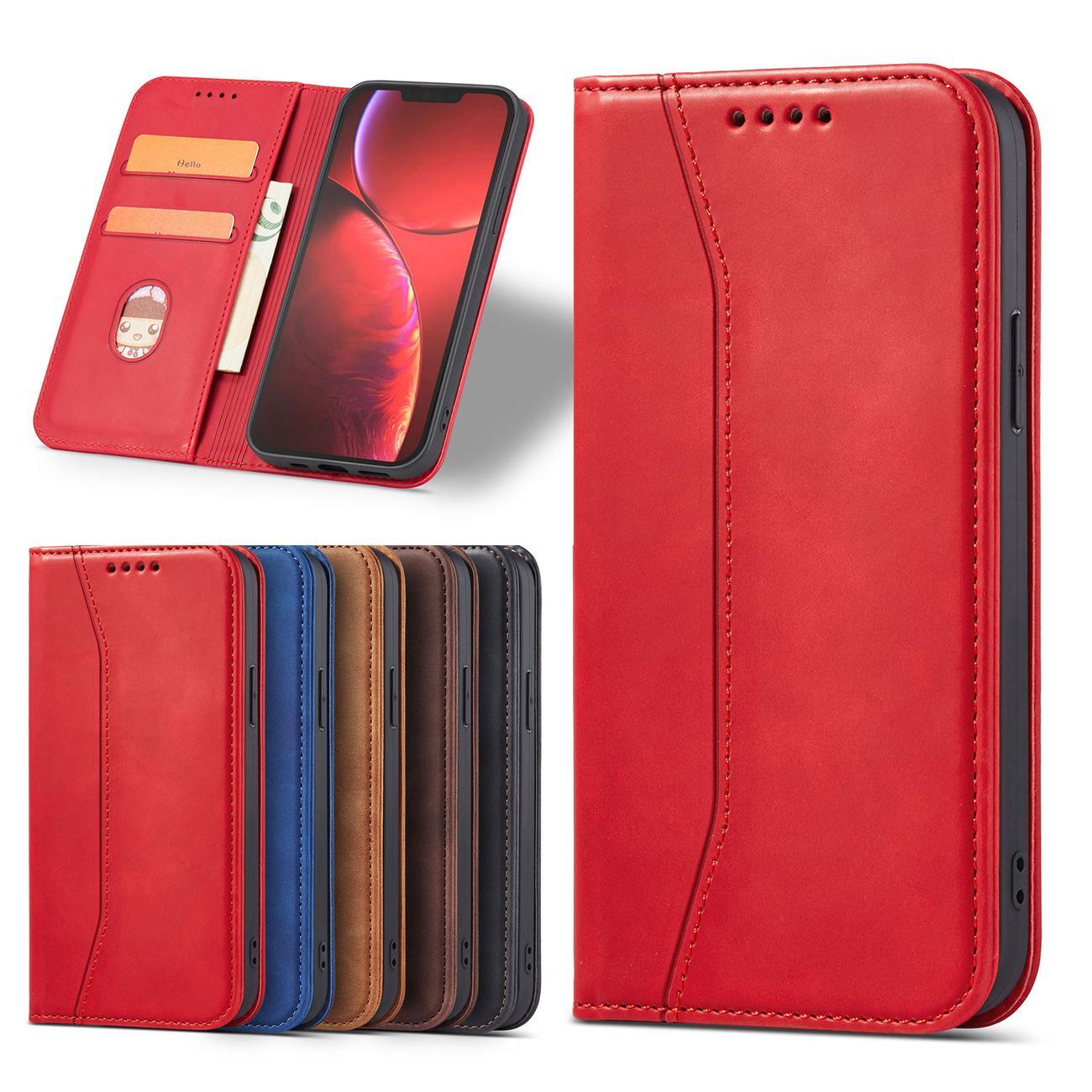 Magnet Fancy Case-etui for iPhone 14 Pro Max flip cover lommebokstativ rød