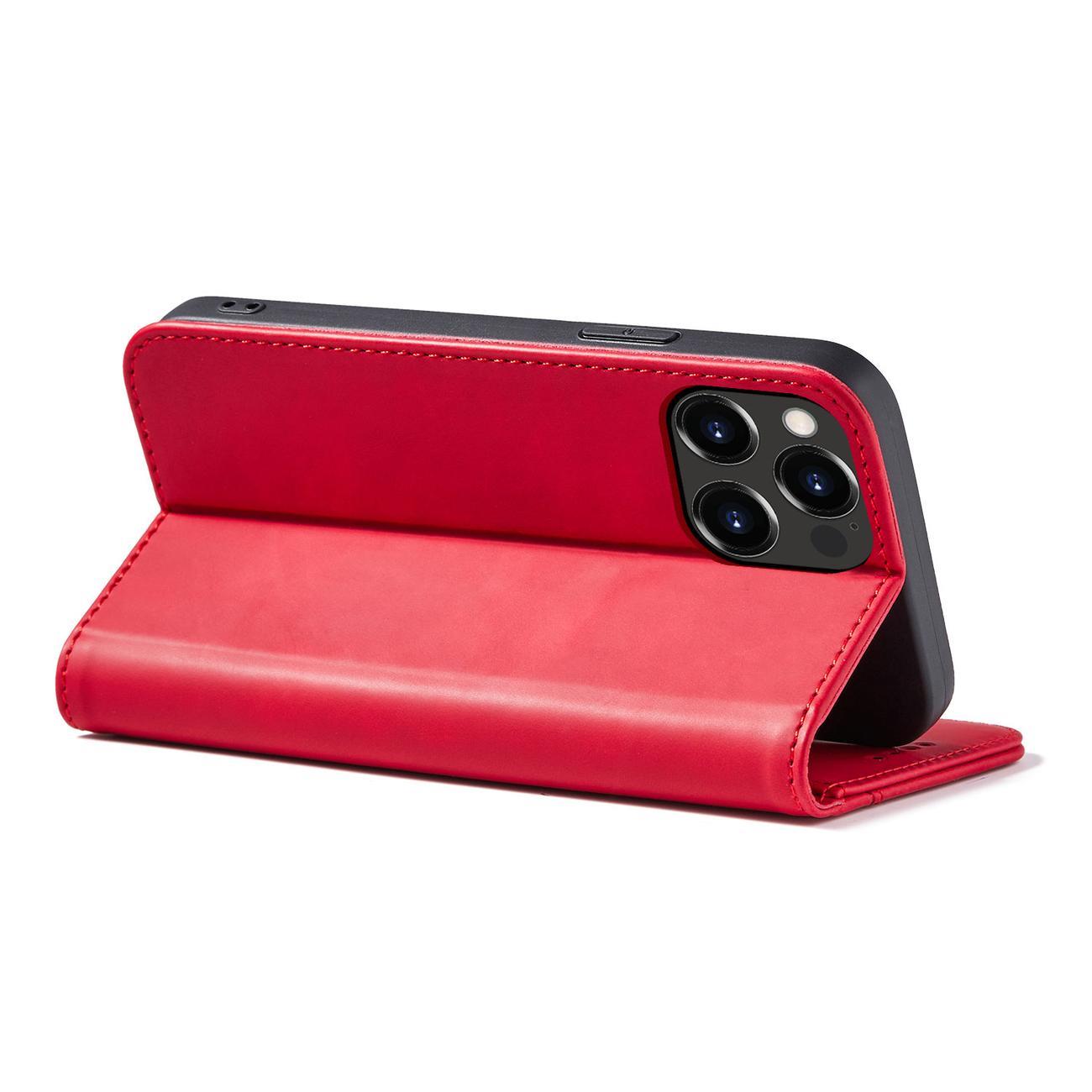 Magnet Fancy Case-etui for iPhone 14 Pro Max flip cover lommebokstativ rød