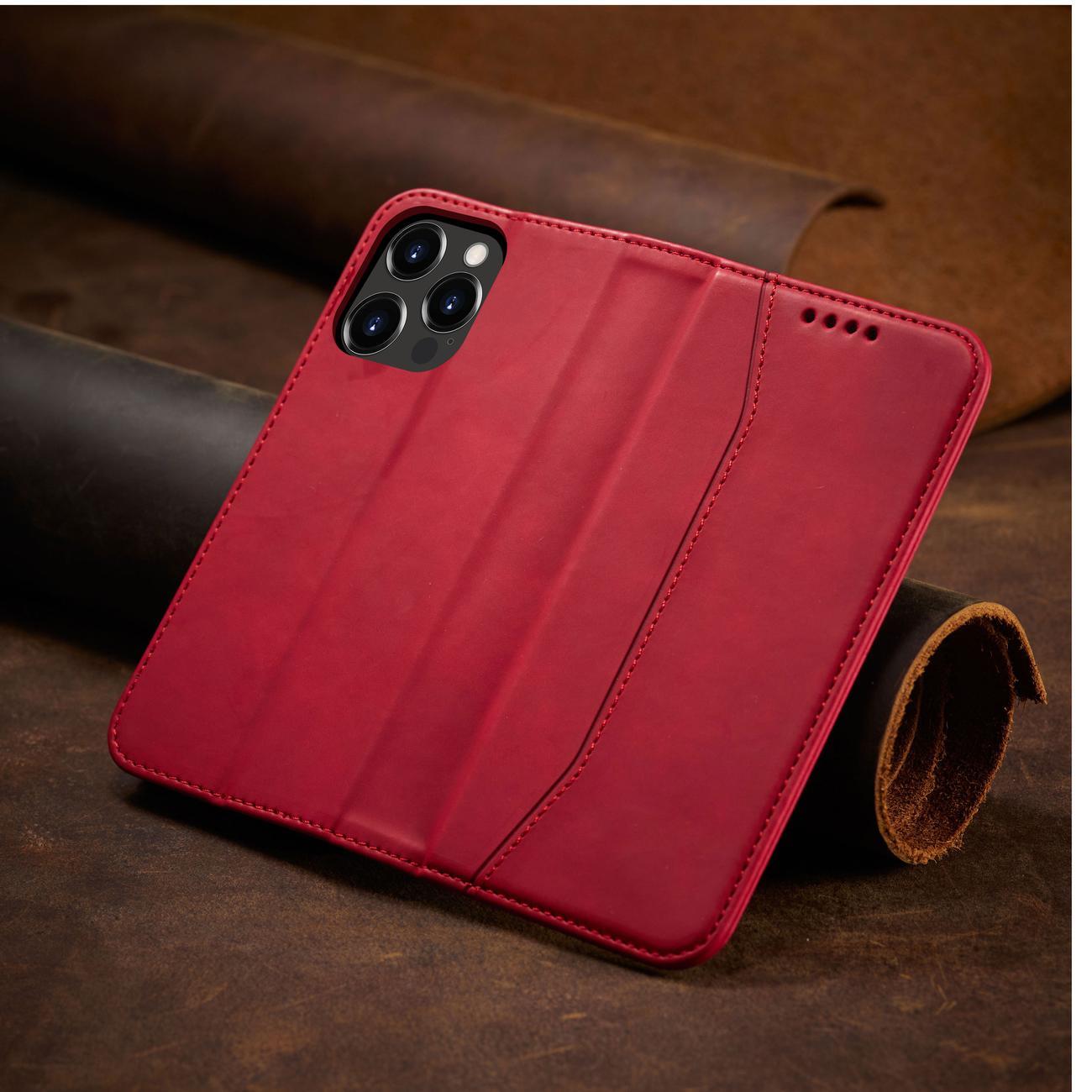 Magnet Fancy Case-etui for iPhone 14 Pro Max flip cover lommebokstativ rød