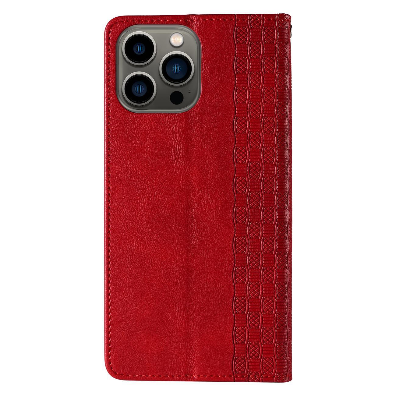 Magnet Stroppveske iPhone 14 Plus-etui med flip lommebok Mini Lanyard-stativ Rød