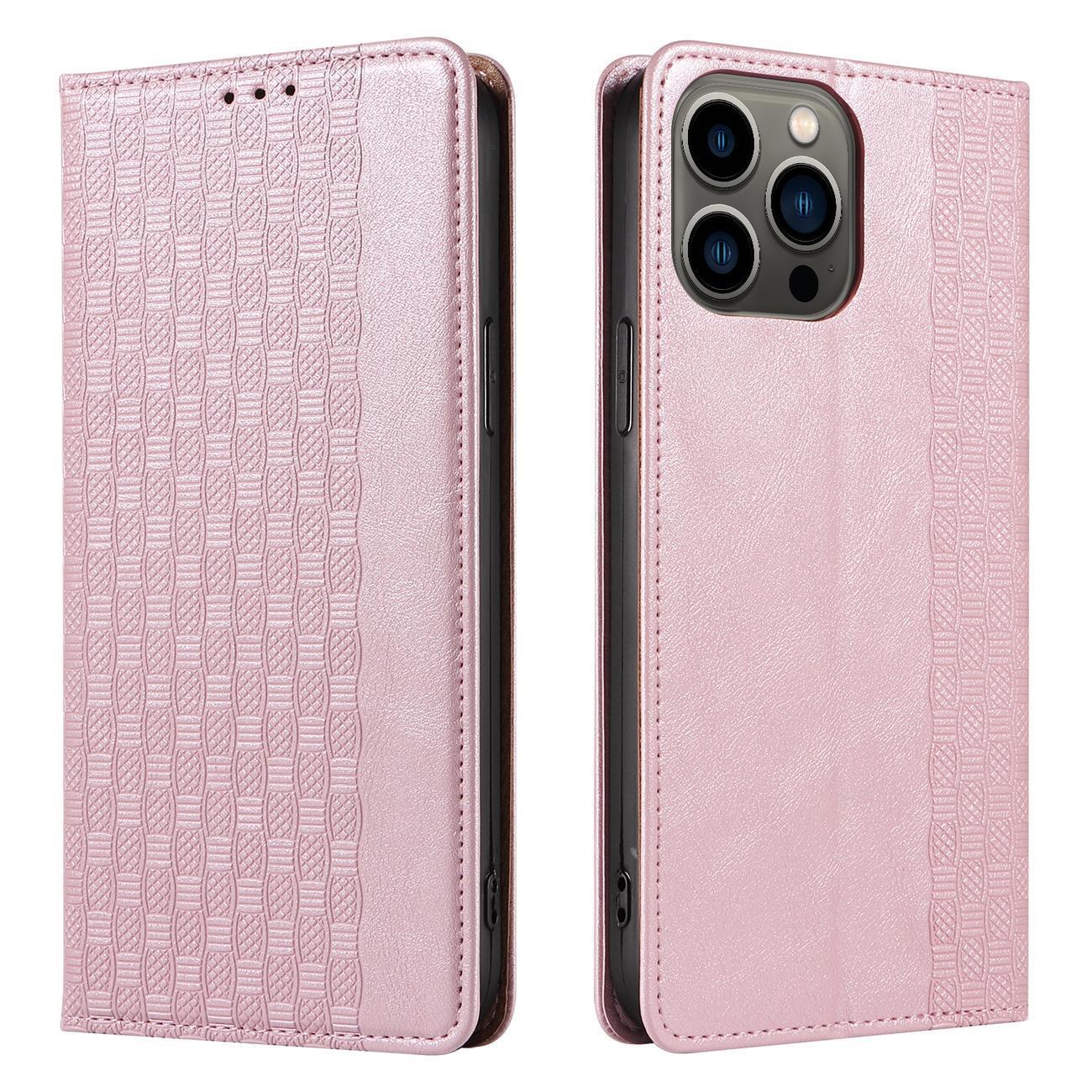 Magnet Strap Case Case for iPhone 14 Plus Flip Wallet Mini Lanyard Stand Pink