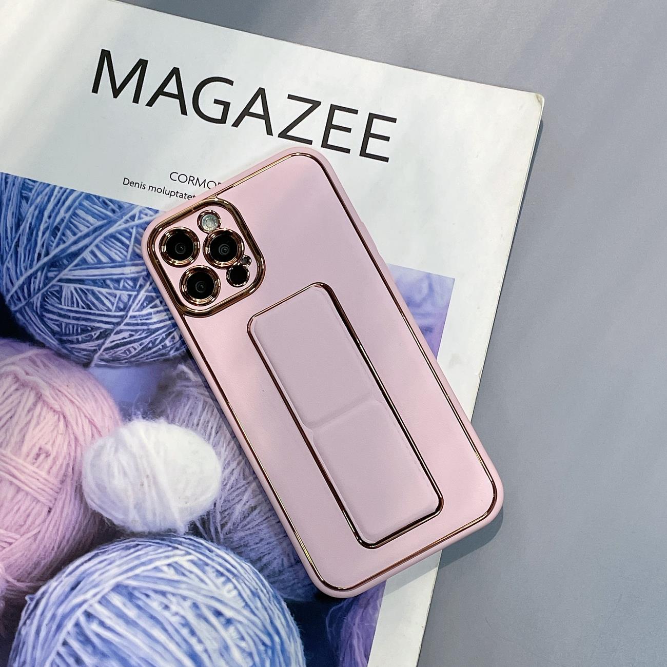 Nytt Kickstand-etui for iPhone 13 Pro med stativ rosa