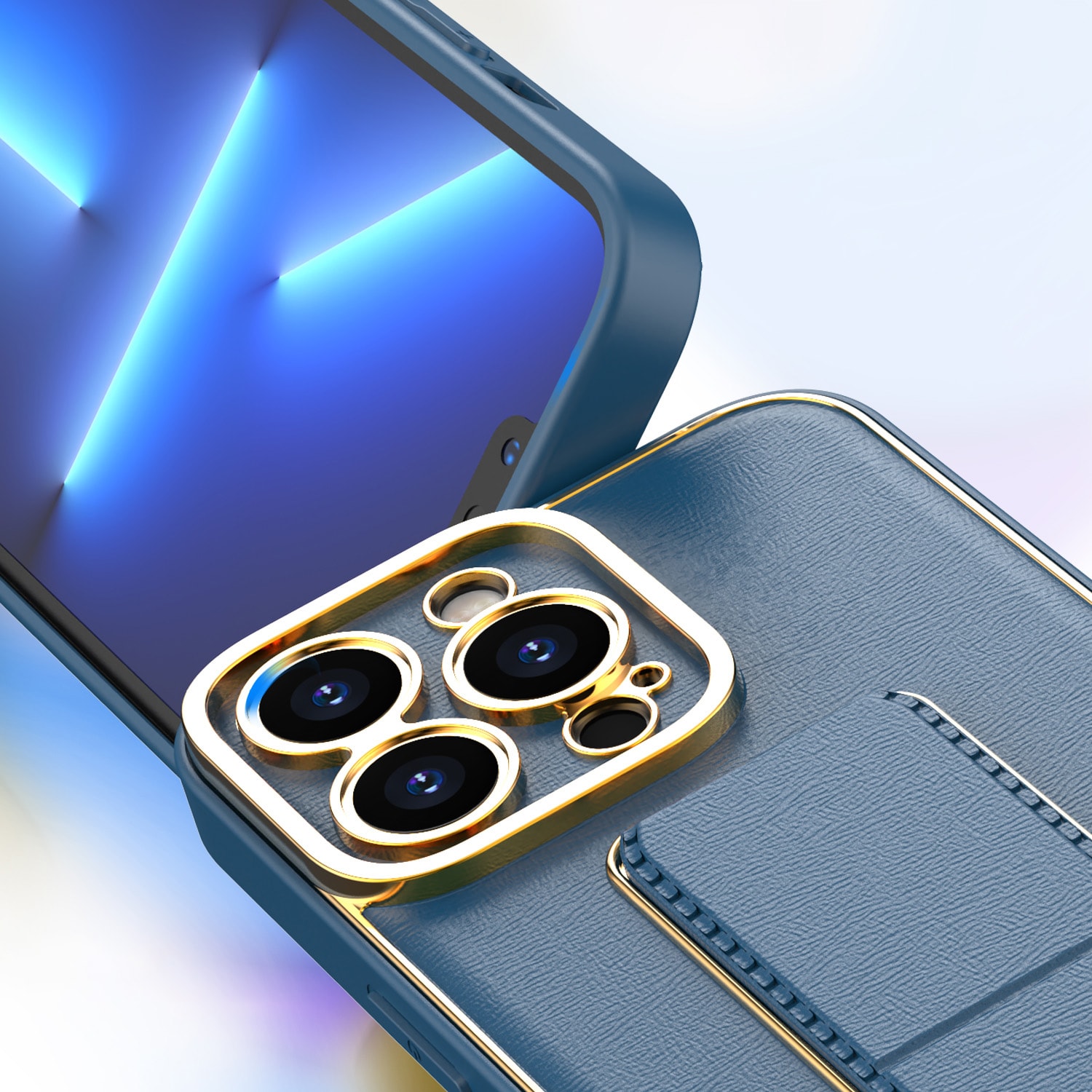 Nytt Kickstand-etui for iPhone 12 Pro med stativ blå