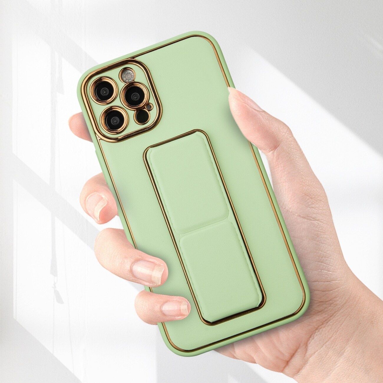 Nytt Kickstand-etui for iPhone 12 Pro med stativ grønn