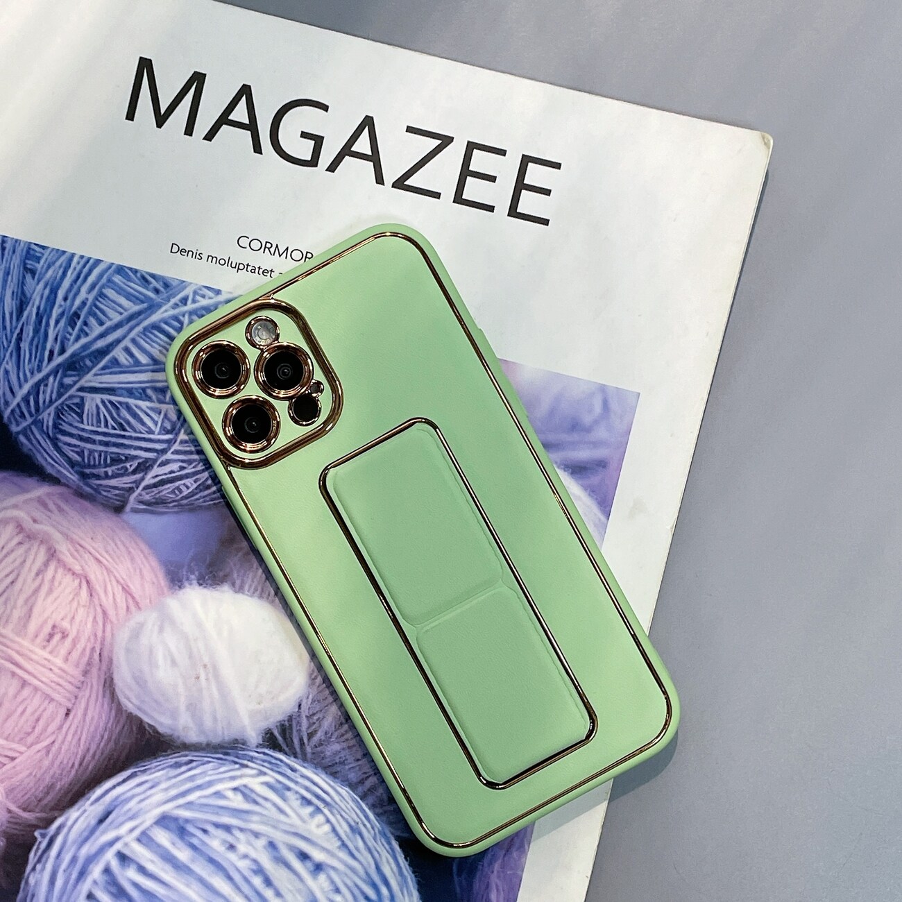 Nytt Kickstand-etui for iPhone 12 Pro med stativ grønn