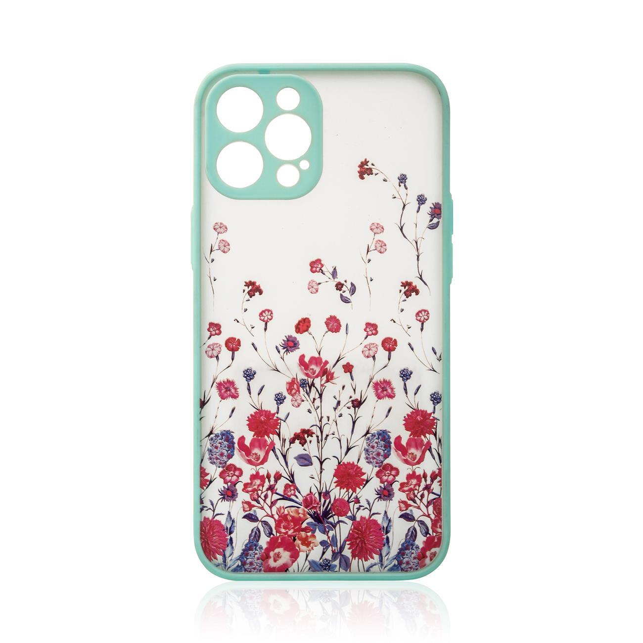 Designveske for iPhone 12 Pro blomsterveske lyseblå