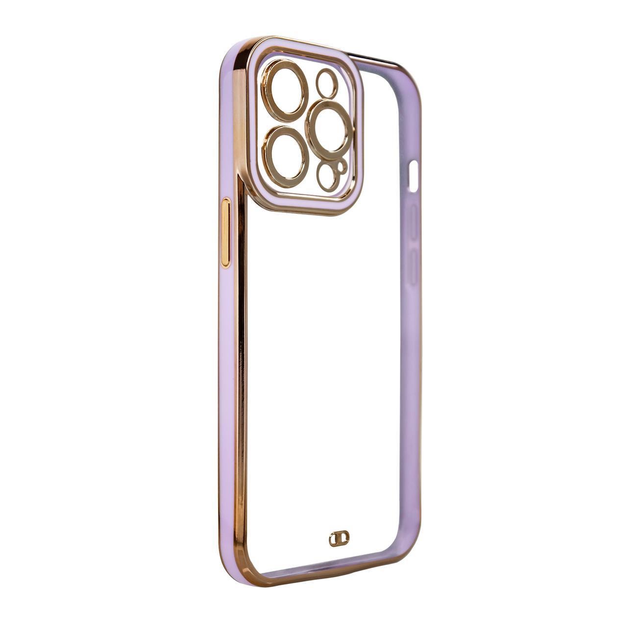 Moteveske for iPhone 12 Pro Gold Frame Gel Cover Purple