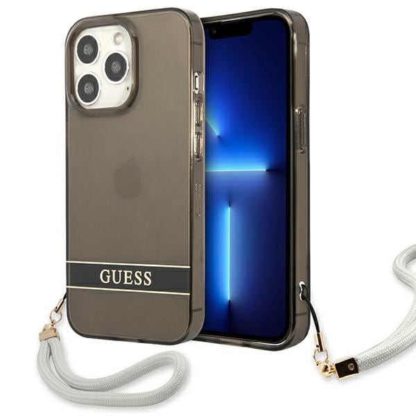 Guess GUHCP13LHTSGSK iPhone 13 Pro / 13 6,1" svart/svart hardcase Translucent Stap