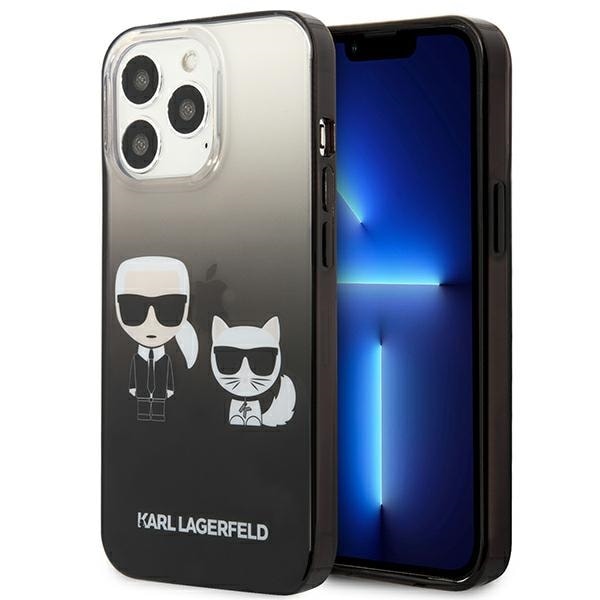 Karl Lagerfeld Gradient Ikonik Karl&Choupette-etui til iPhone 13 Pro / iPhone 13 - Svart