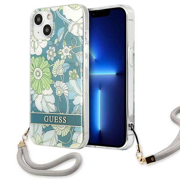 Guess GUHCP13SHFLSN iPhone 13 mini 5,4" grønn/grønn hardcase Flower Strap