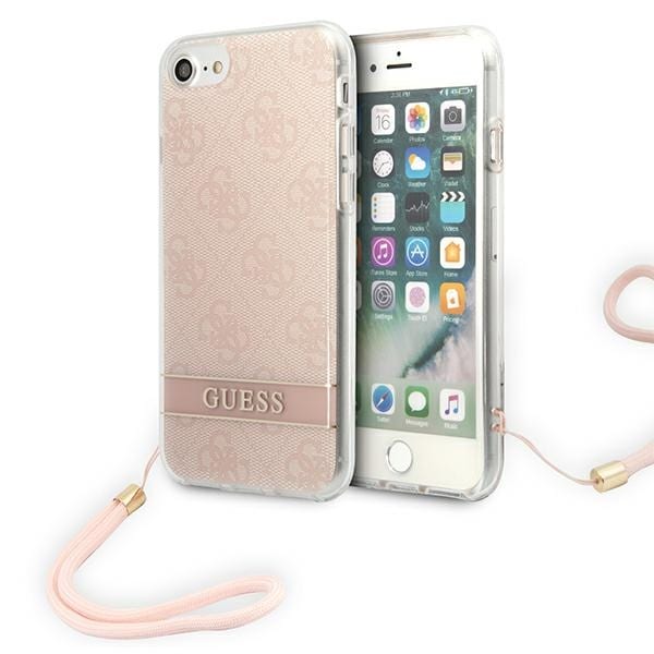 Guess GUOHCI8H4STP iPhone SE 2022 / SE 2020 / 7/ 8 rosa/rosa hardcase 4G Print Strap