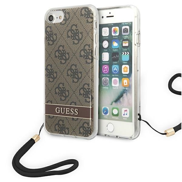 Guess GUOHCI8H4STW iPhone SE 2022 / SE 2020 / 7/ 8 brun/brun hardcase 4G Print Strap