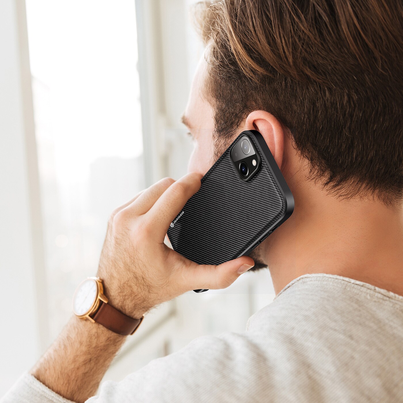 Dux Ducis Fino-etui med nylonovertrekk iPhone 14 Plus svart