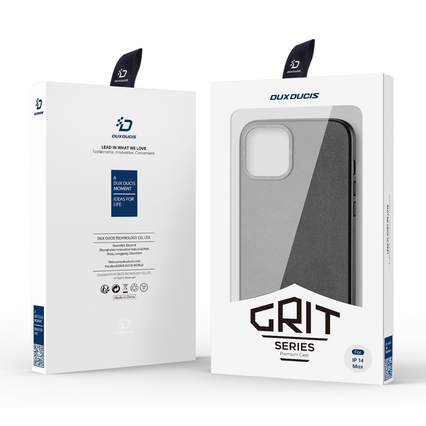 Dux Ducis Grit Leather Case for iPhone 14 Plus Elegant deksel i kunstlær (MagSafe-kompatibel) Svart