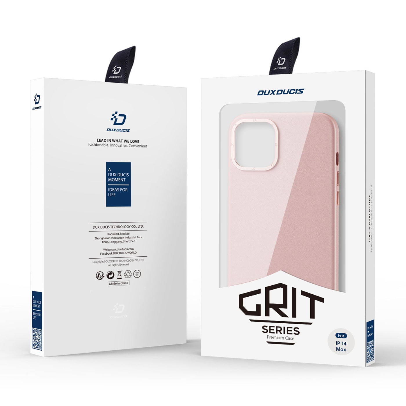 Dux Ducis Grit Leather Case for iPhone 14 Plus Elegant deksel i kunstlær (MagSafe-kompatibel) Rosa