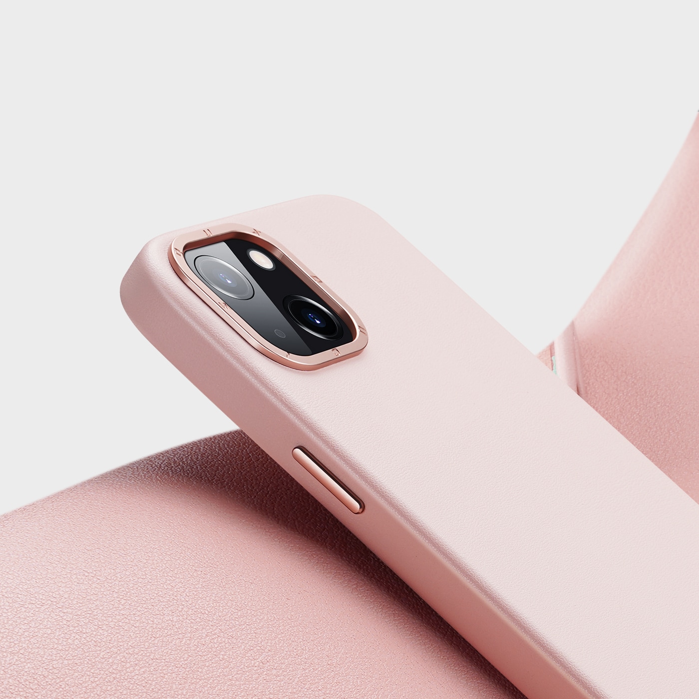 Dux Ducis Grit Leather Case for iPhone 14 Plus Elegant deksel i kunstlær (MagSafe-kompatibel) Rosa