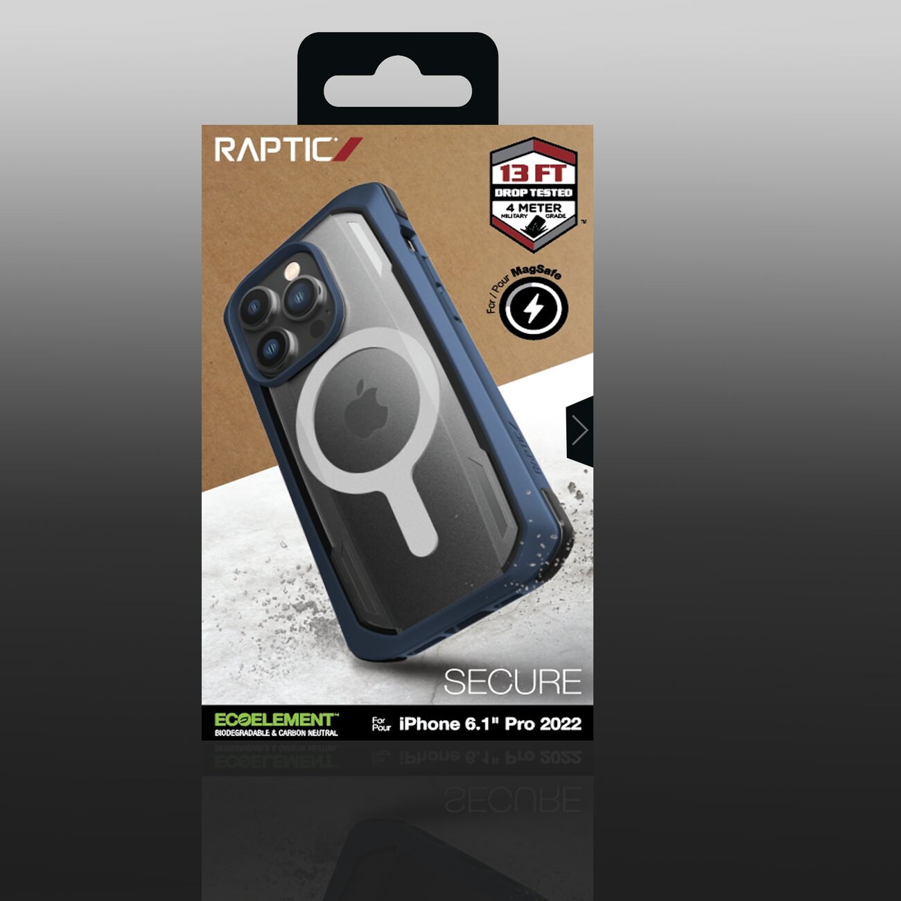 Raptic X-Doria Secure Case for iPhone 14 Pro med MagSafe pansrede deksel blå