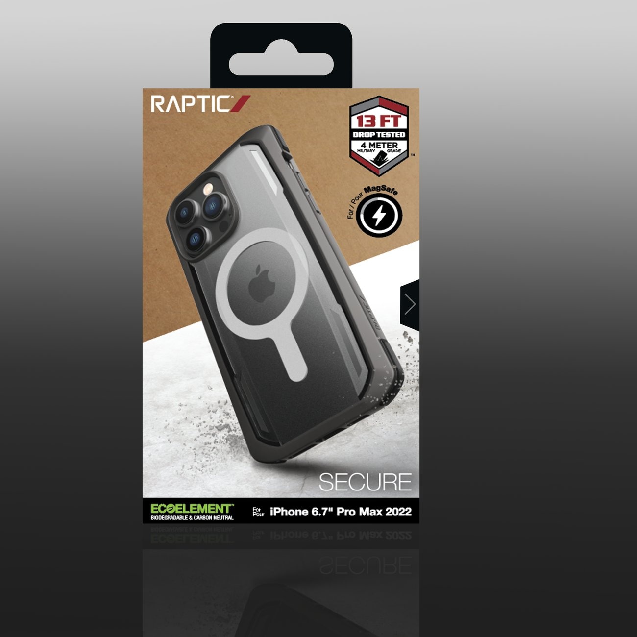 Raptic X-Doria Secure Case for iPhone 14 Pro Max med MagSafe pansrede deksel svart