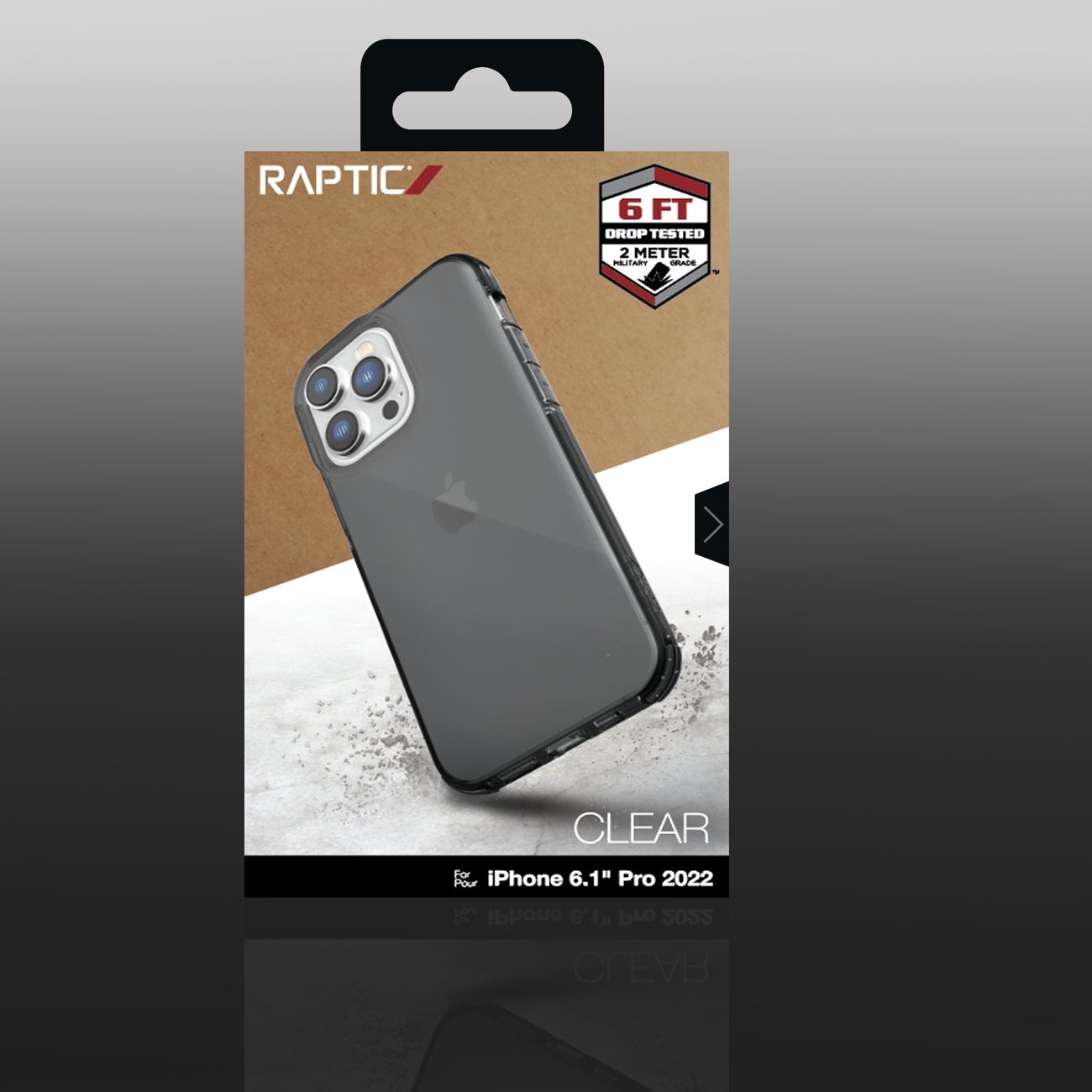 Raptic X-Doria Clear Case iPhone 14 Pro pansrede deksel grå