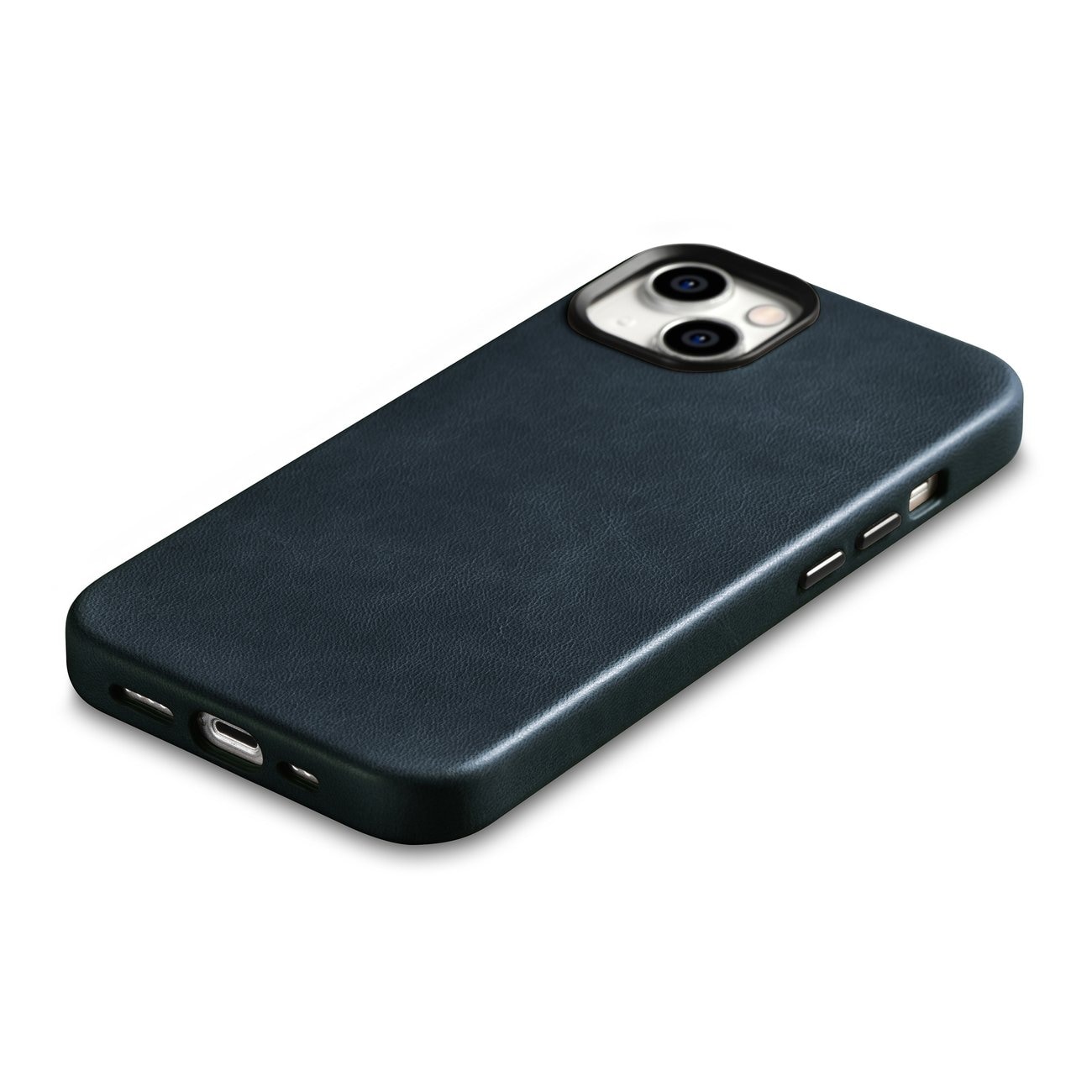 iCarer Oil Wax Premium lærveske iPhone 14 Plus magnetisk med MagSafe mørkeblå (WMI14220703-BU)