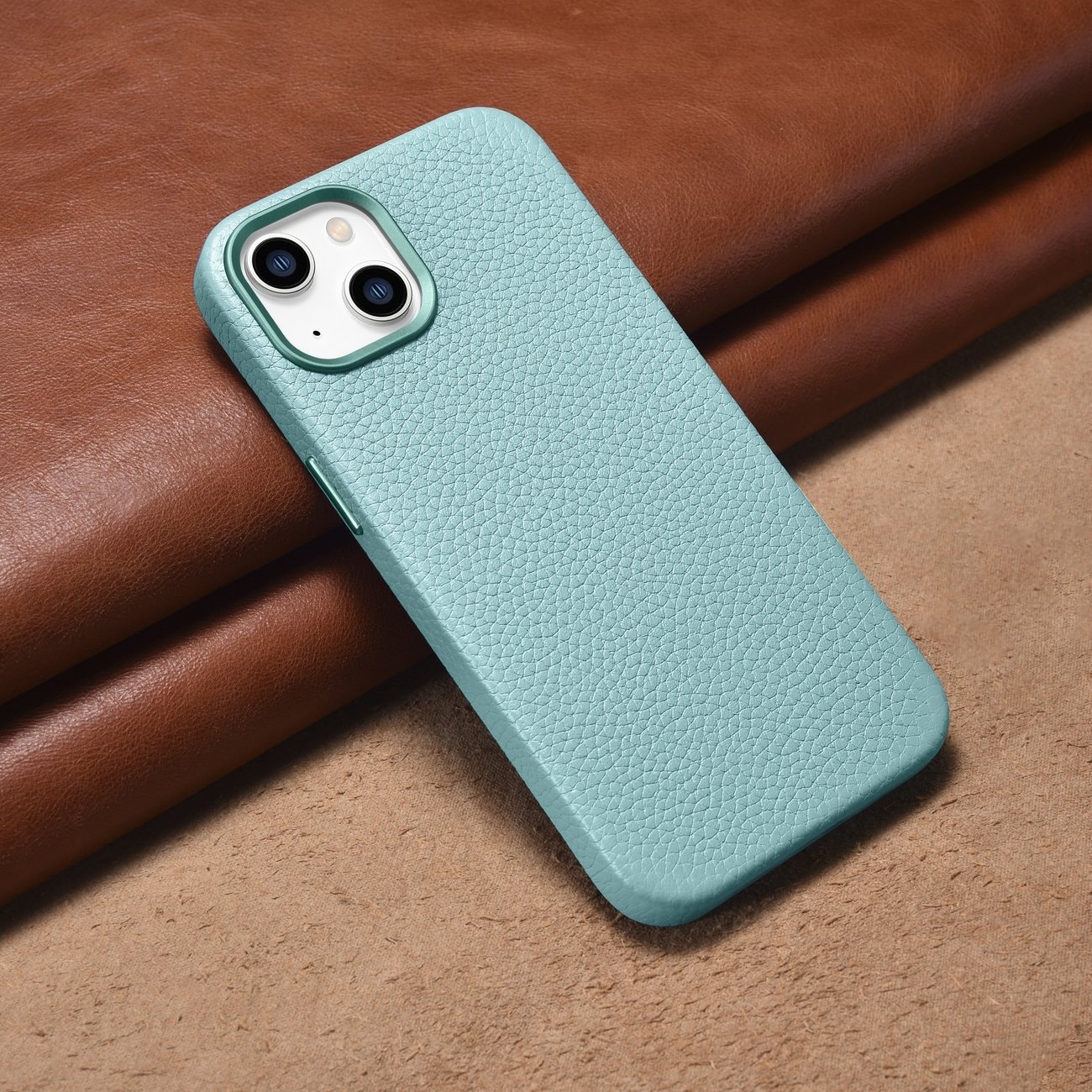 iCarer Litchi Premium lærveske iPhone 14 Plus magnetisk lærveske med MagSafe Green (WMI14220711-GN)