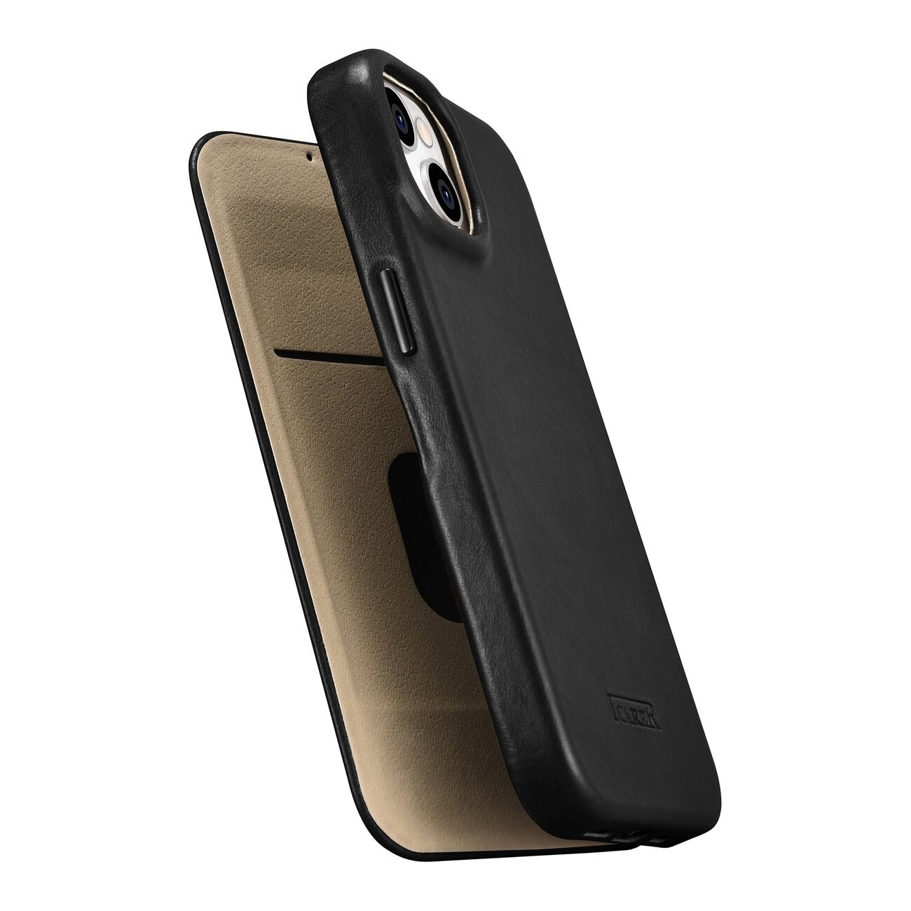 iCarer CE Oil Wax Premium Folio-etui i læder til iPhone 14 Plus Magnetisk Flip MagSafe Black
