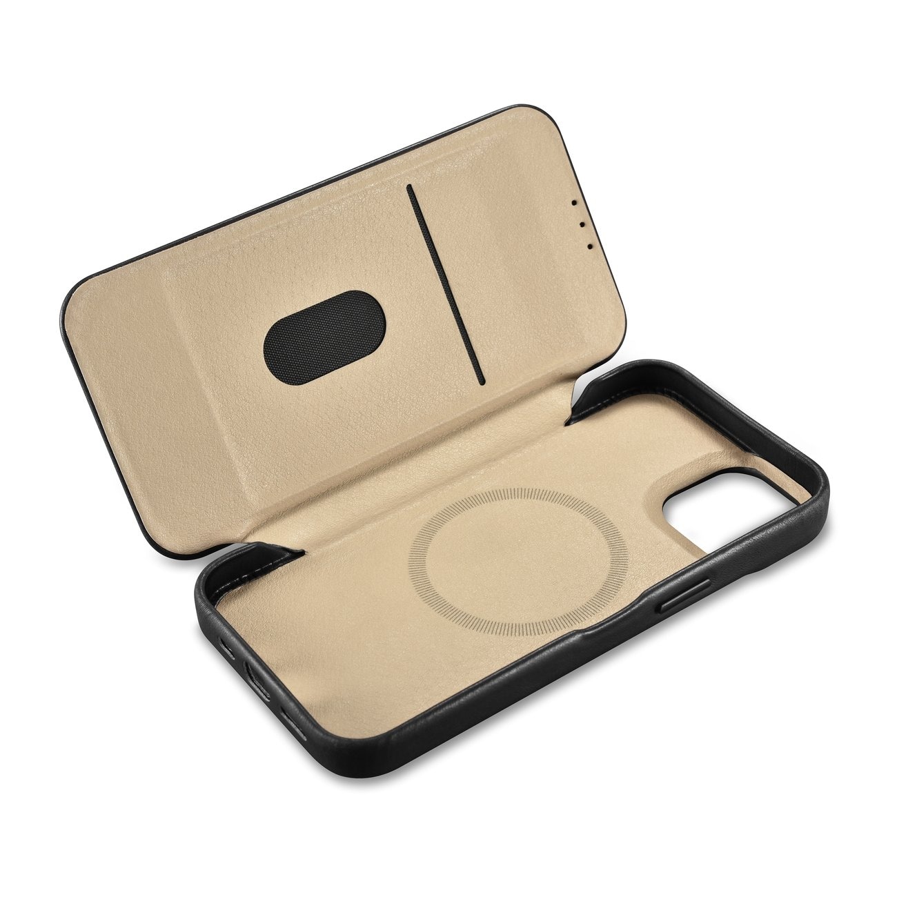 iCarer CE Oil Wax Premium Folio-etui i læder til iPhone 14 Plus Magnetisk Flip MagSafe Black