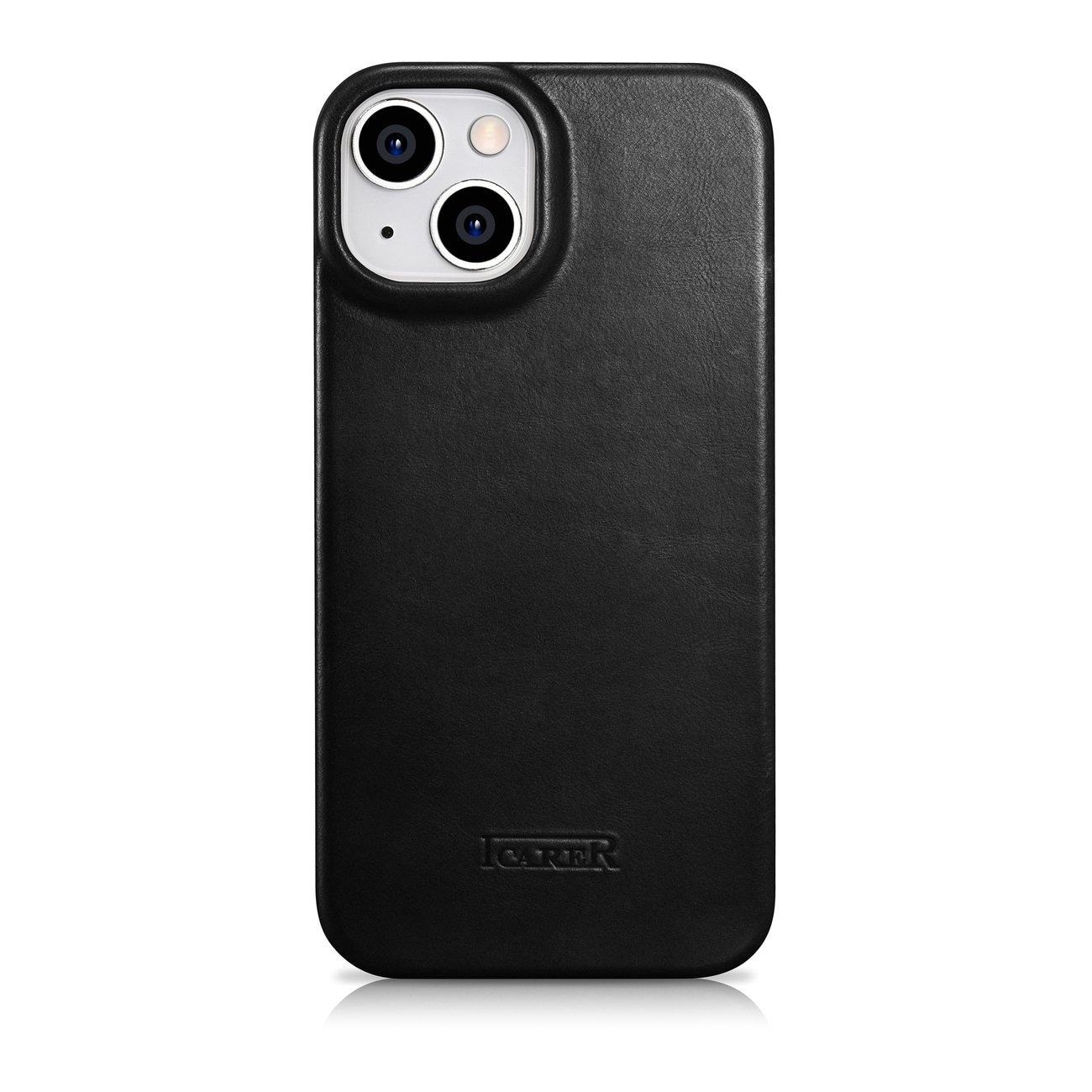 iCarer CE Oil Wax Premium Folio-etui i læder til iPhone 14 Plus Magnetisk Flip MagSafe Black